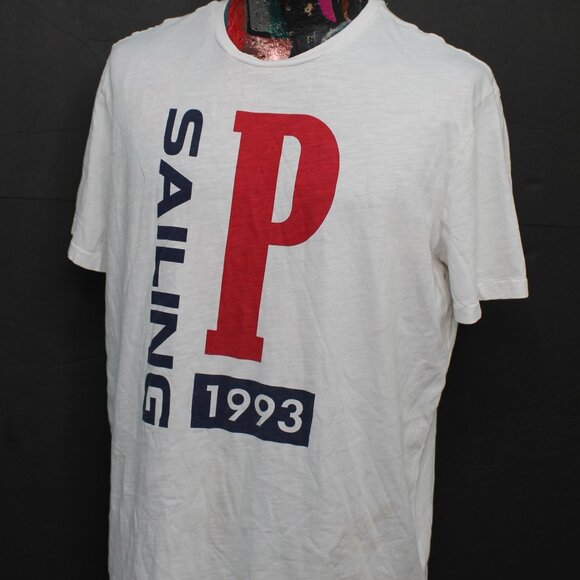 Polo Ralph Lauren Sailing 1993 White Tshirt Size Large Stain - Picture 3 of 9